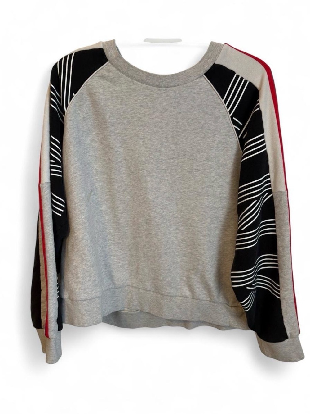 Victoria's Secret PINK Gray Colorblock Striped Crewneck Sweatshirt L